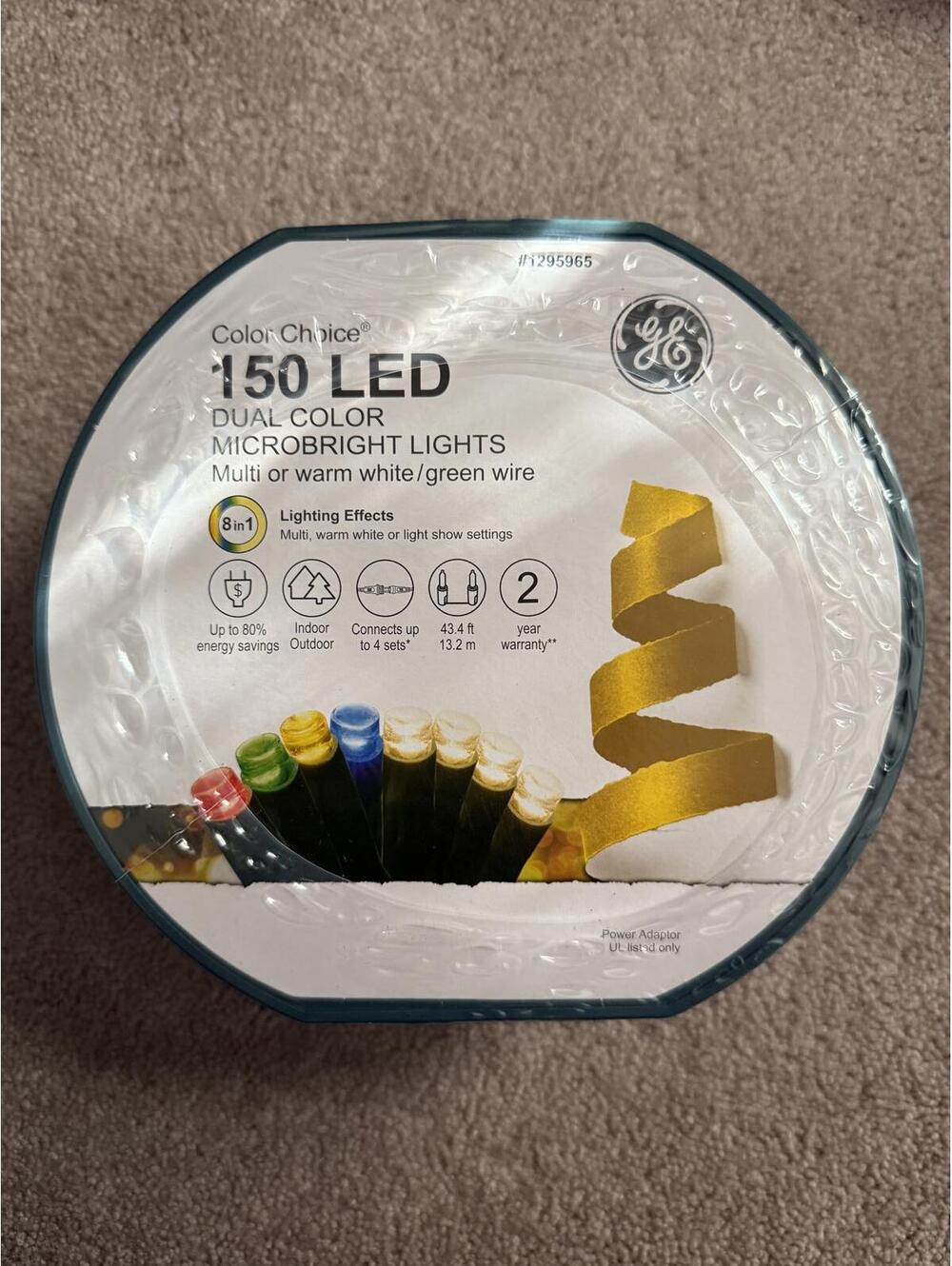 Brand New GE Dual Color Microbright Christmas Lights - White or Multicolor